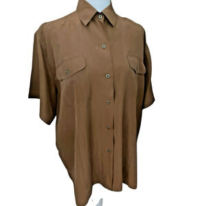 Campagnie International Express Women's 100% Silk Button Down Blouse Sz M Preppy